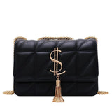 Bolsa Feminina Crossbody de Luxo ® + Frete Grátis BO030 Sloma Shop Preto Com Dourado 