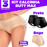 Calcinha Butt Max + Frete Grátis (PROMOÇÃO) SU04 Sloma Shop Kit (02 Preto + 01 Bege) P 