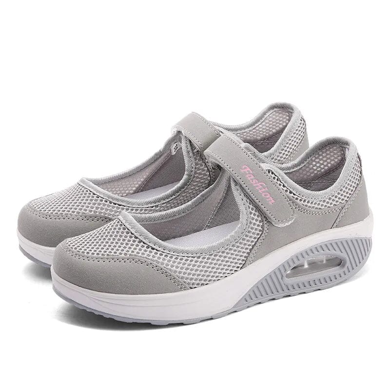 2022 New Women's Light Fashion Breathable Mesh Wedge Heels Shoes Casual Shoes Mesh Outdoor Sports Running Designer Sneakers Sloma Shop Gray 2 35 