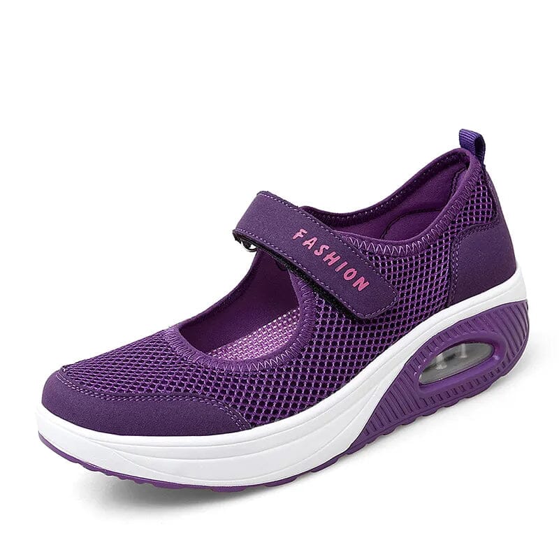 2022 New Women's Light Fashion Breathable Mesh Wedge Heels Shoes Casual Shoes Mesh Outdoor Sports Running Designer Sneakers Sloma Shop Puple 35 
