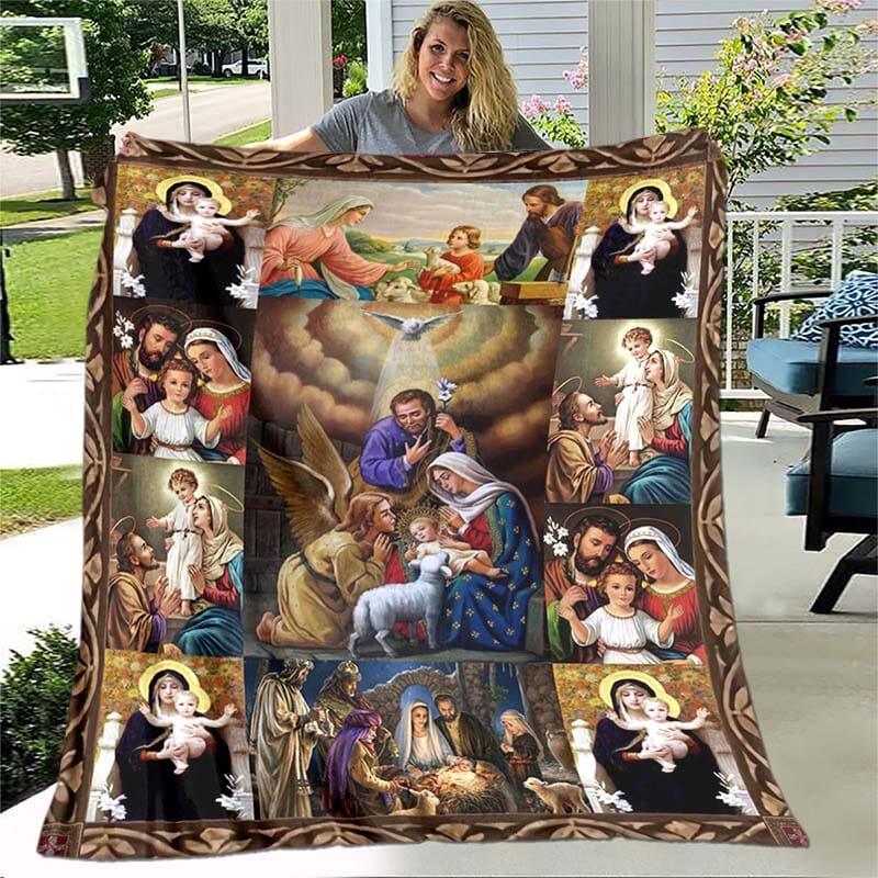 Cobertor de Micro Fibra Religioso + Frete Grátis Sloma Shop Nascimento de Cristo 75x90cm 