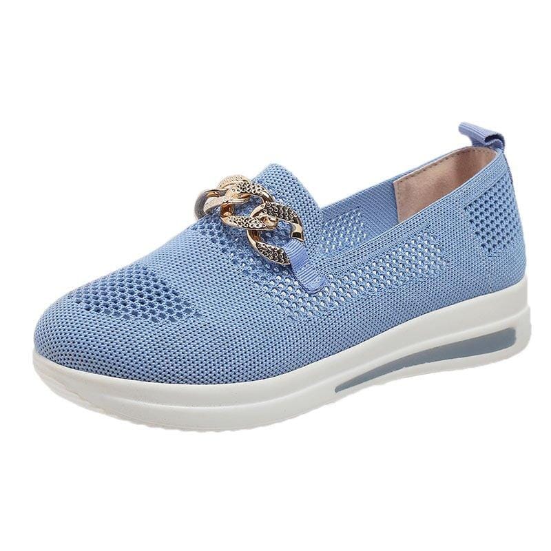 Last Day 49% OFF - Women's Woven Breathable Orthopedic Wedge Sneakers Sloma Shop blue 5 Standard Fit(D)