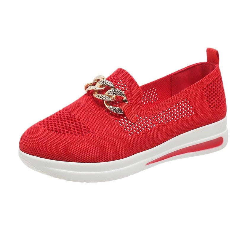 Last Day 49% OFF - Women's Woven Breathable Orthopedic Wedge Sneakers Sloma Shop red 5 Standard Fit(D)