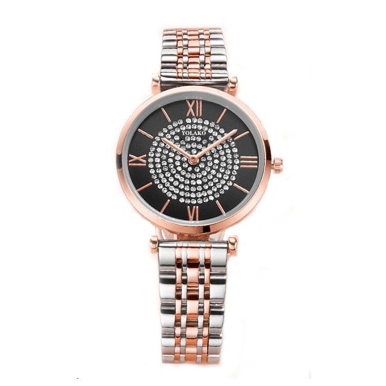 Relógio Feminino Diamante Elegance ® + Frete Grátis N22 Sloma Shop Rose Ouro Preto 