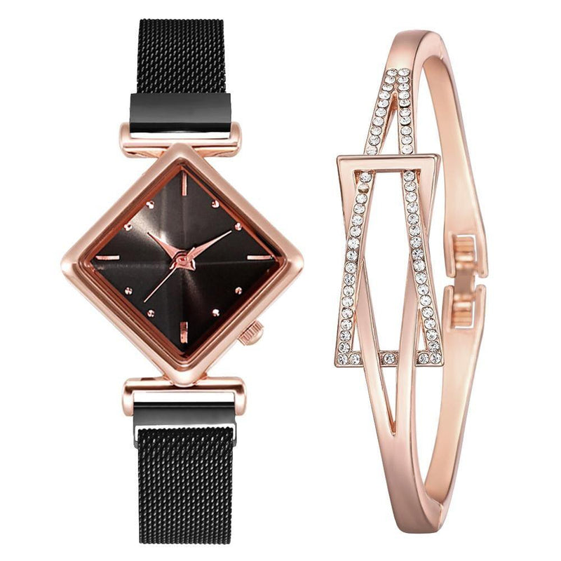 Relógio Retângulo Fashion Feminino ® + Frete Grátis N21 Sloma Shop Preto 